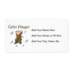 Stick Figure Girl Cello Player T-shirts and Gifts Label