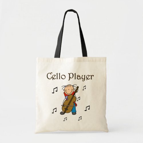 Stick Figure Girl Cello Player T_shirts and Gifts Tote Bag
