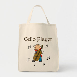 Stick Figure Girl Cello Player T-shirts and Gifts Tote Bag