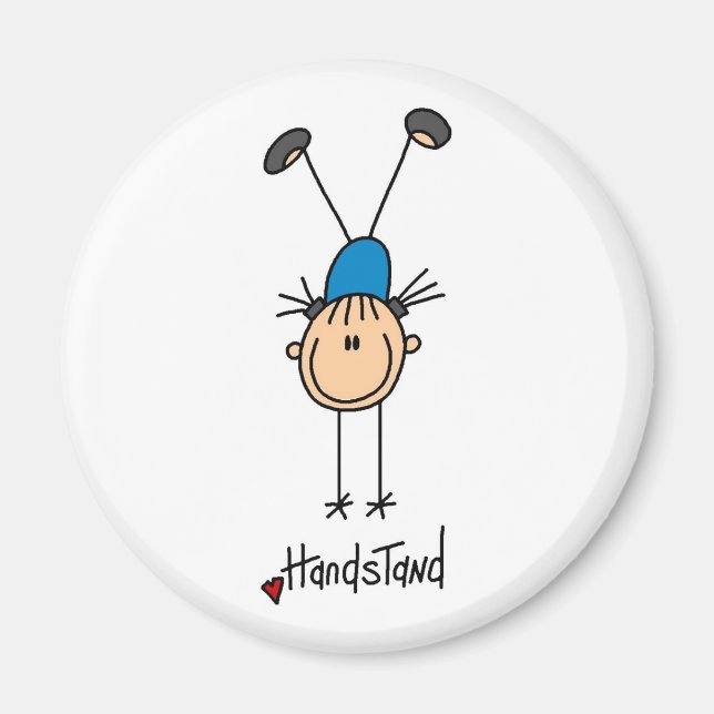Stick Figure Girl Doing Handstands Magnet (Front)