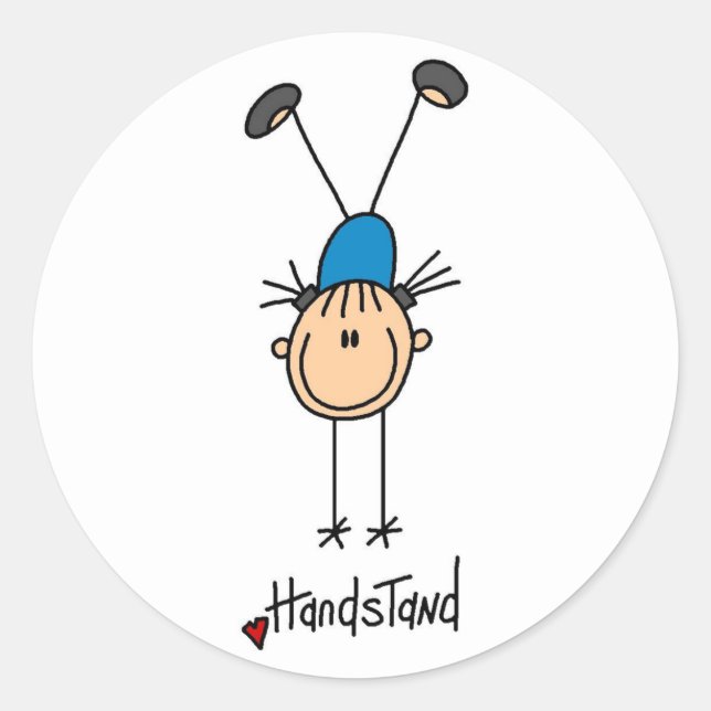 Stick Figure Girl Doing Handstands Stickers (Front)