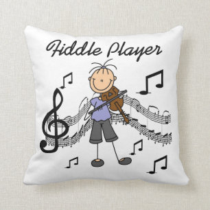 Stick Figure Girl Fiddle Player Tshirts and Gifts Throw Pillow