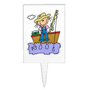 Stick Figure Girl Fishing Cake Topper