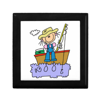 Stick Figure Girl Fishing Gift Box