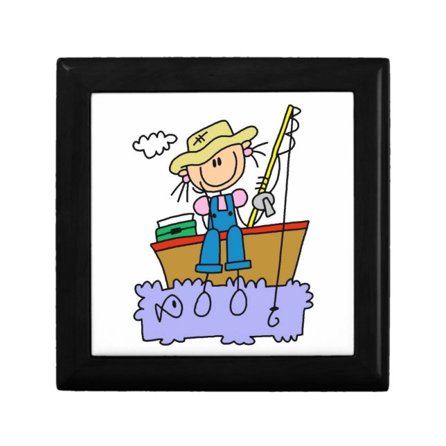 Stick Figure Girl Fishing Gift Box (Front)