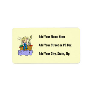 Stick Figure Girl Fishing Label