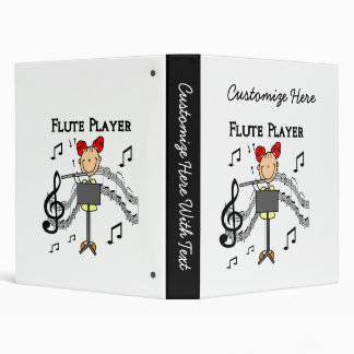 Stick Figure Girl Flute Player Tshirts and Gifts 3 Ring Binder
