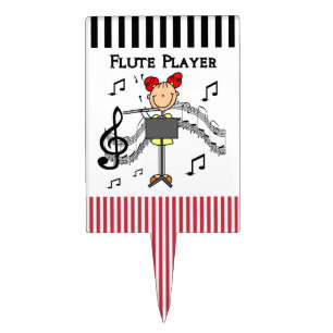 Stick Figure Girl Flute Player Tshirts and Gifts Cake Topper