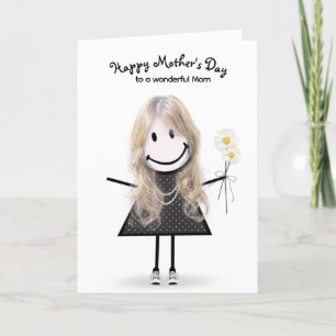 Stick Figure Girl for Mother's Day Card