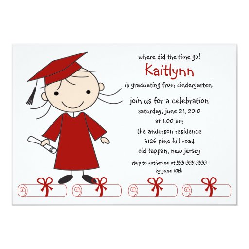 Stick Figure Girl Graduation Invitation | Zazzle