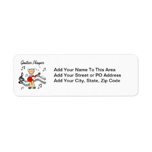Stick Figure Girl Guitar Player T-shirts and Gifts Label
