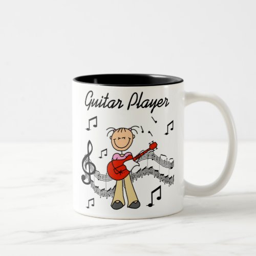 Stick Figure Girl Guitar Player T_shirts and Gifts Two_Tone Coffee Mug