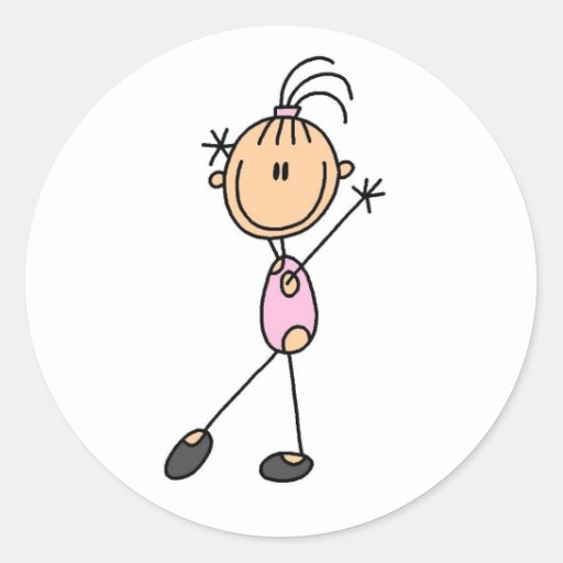 Stick Figure Girl Gymnast in Pink Stickers | Zazzle