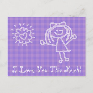 Stick Figure Girl I Love You This Much Postcard