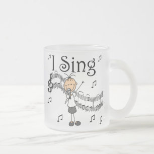 Stick Figure Girl I Sing T-shirts and Gifts Frosted Glass Coffee Mug