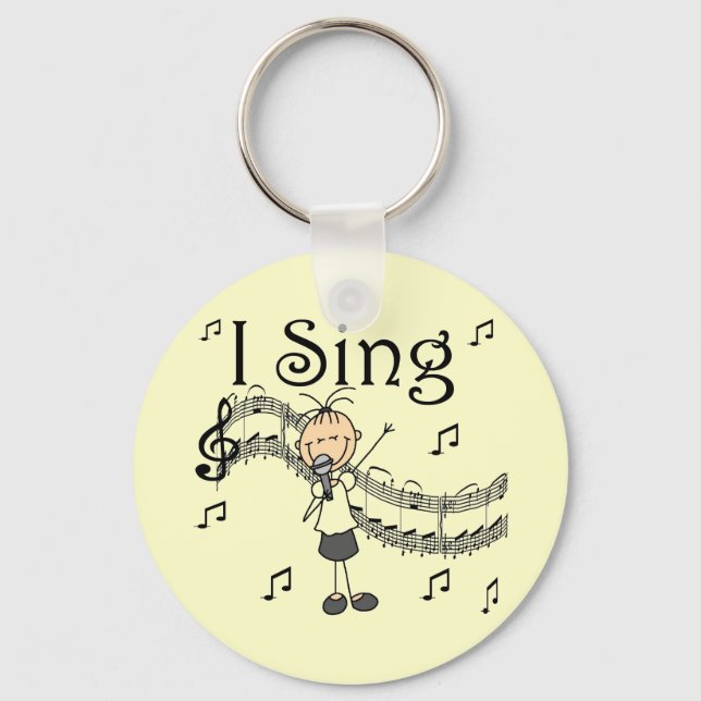Stick Figure Girl I Sing T-shirts and Gifts Keychain (Front)