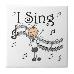 Stick Figure Girl I Sing T-shirts and Gifts Tile