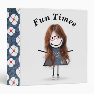 Stick Figure Girl in Sneakers 3 Ring Binder