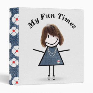 Stick Figure Girl in Sneakers 3 Ring Binder