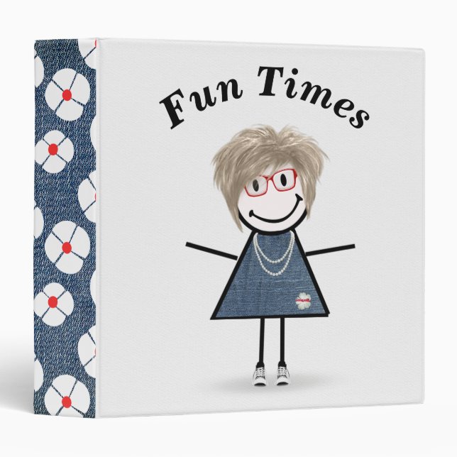 Stick Figure Girl in Sneakers    3 Ring Binder (Front/Spine)