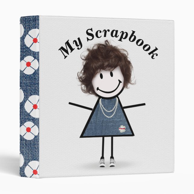 Stick Figure Girl in Sneakers 3 Ring Binder (Front/Spine)