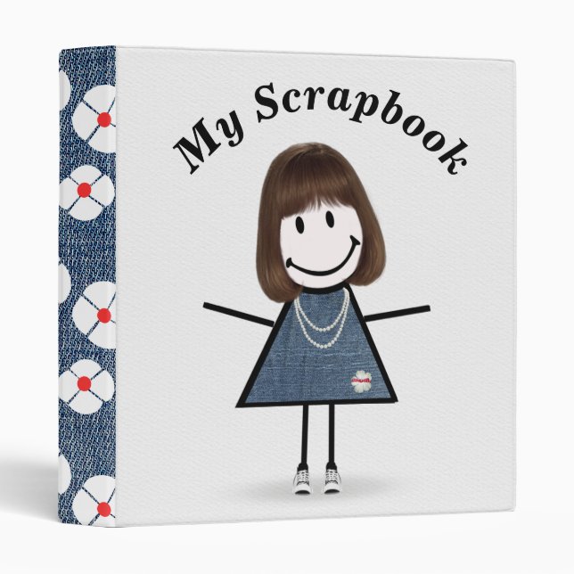 Stick Figure Girl in Sneakers   3 Ring Binder (Front/Spine)