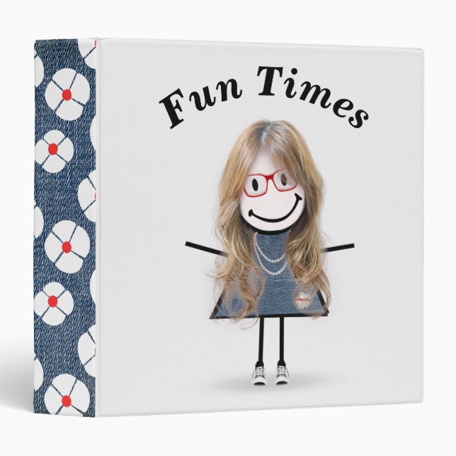 Stick Figure Girl in Sneakers  3 Ring Binder (Front/Spine)