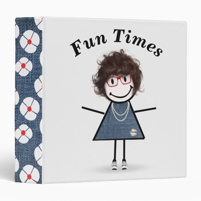 Stick Figure Girl in Sneakers   3 Ring Binder (Front/Spine)