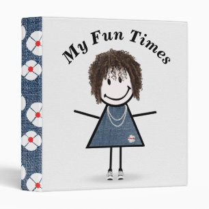 Stick Figure Girl in Sneakers 3 Ring Binder