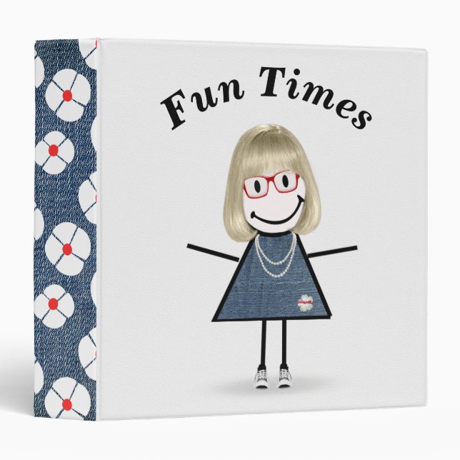 Stick Figure Girl in Sneakers   3 Ring Binder (Front/Spine)