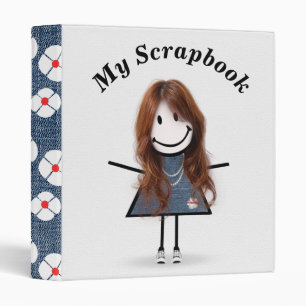 Stick Figure Girl in Sneakers 3 Ring Binder