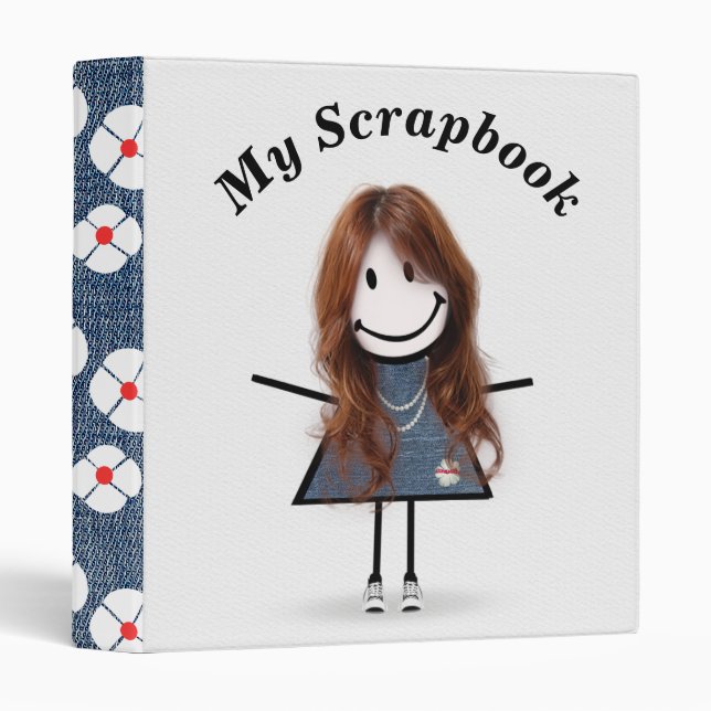 Stick Figure Girl in Sneakers  3 Ring Binder (Front/Spine)