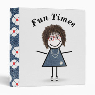 Stick Figure Girl in Sneakers 3 Ring Binder