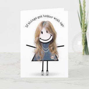 Stick Figure Girl In Sneakers Birthday Humor Card