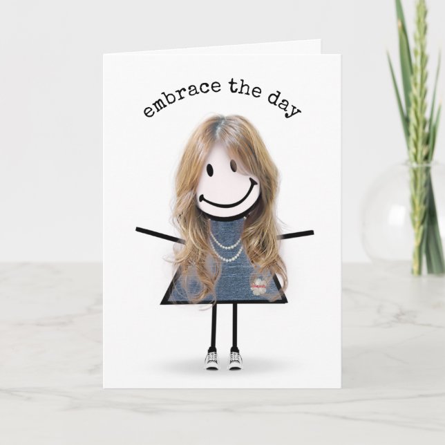Stick Figure Girl In Sneakers  Card (Front)