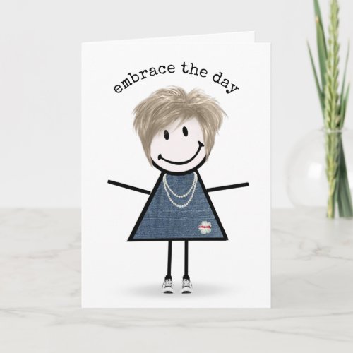 Stick Figure Girl In Sneakers Card