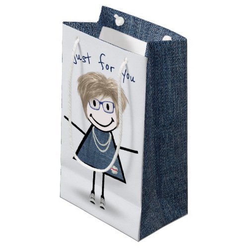 Stick Figure Girl In Sneakers  Small Gift Bag