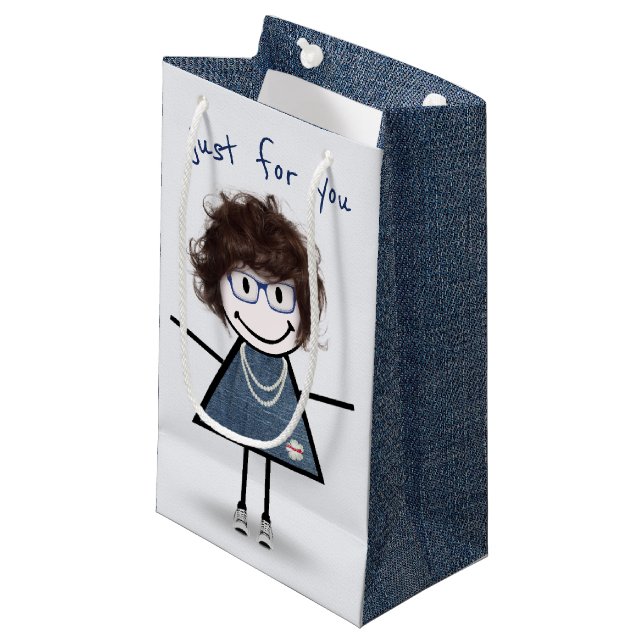 Stick Figure Girl In Sneakers   Small Gift Bag (Front Angled)