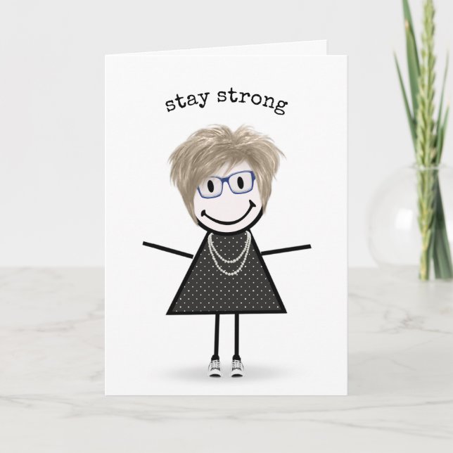 Stick Figure Girl In Sneakers Thinking Of You  Card (Front)