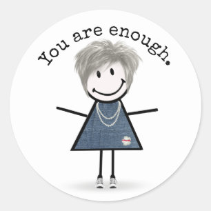 Stick Figure Girl In Sneakers with Quote Classic Round Sticker