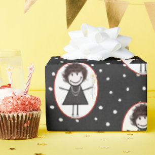 Stick Figure Girl In Sneakers Wrapping Paper
