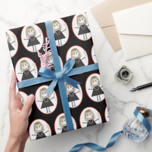 Stick Figure Girl in Sneakers Wrapping Paper