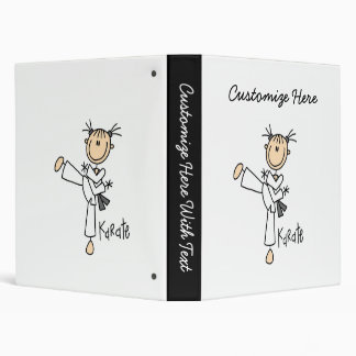 Stick Figure Girl Karate T-shirts and Gifts 3 Ring Binder