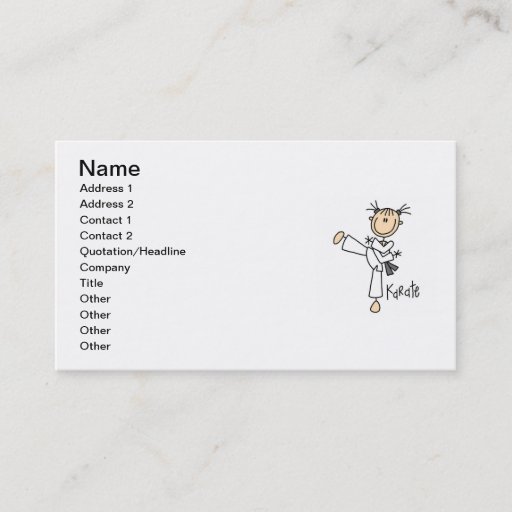Customizable Stick Figure Girl Karate T-shirts and Gifts Business Card