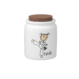 Stick Figure Girl Karate T-shirts and Gifts Candy Jar