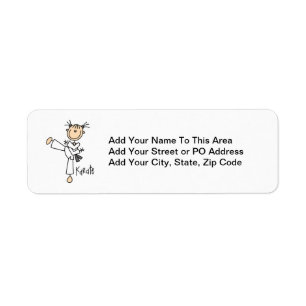 Stick Figure Girl Karate T-shirts and Gifts Label