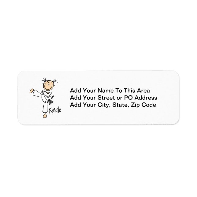 Stick Figure Girl Karate T-shirts and Gifts Label (Front)