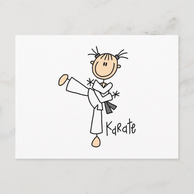 Stick Figure Girl Karate T-shirts and Gifts Postcard (Front)