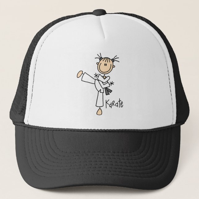 Stick Figure Girl Karate T-shirts and Gifts Trucker Hat (Front)