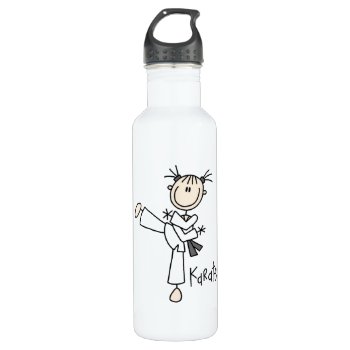 Stick Figure Girl Karate T-shirts And Stainless Steel Water Bottle by stick_figures at Zazzle